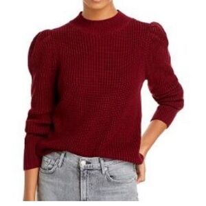 Aqua Puff Sleeve mock neck sweater